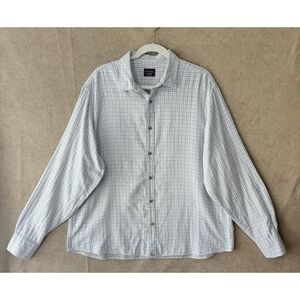UNTUCKit Corvina Long Sleeve Shirt Mens XXL Blue Tan‎ Check Light Flannel